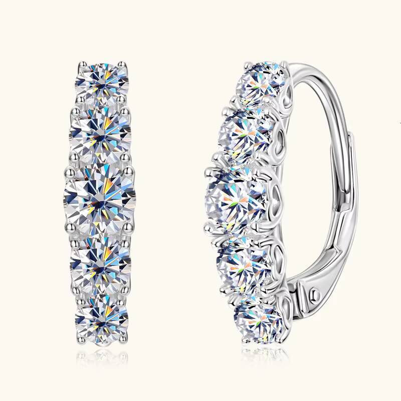 Womens 925 Silver Engagement Earrings with 4mm 35mm 3mm Moissanite Clasp Hoop Style Accent Stones for Stylish Looks