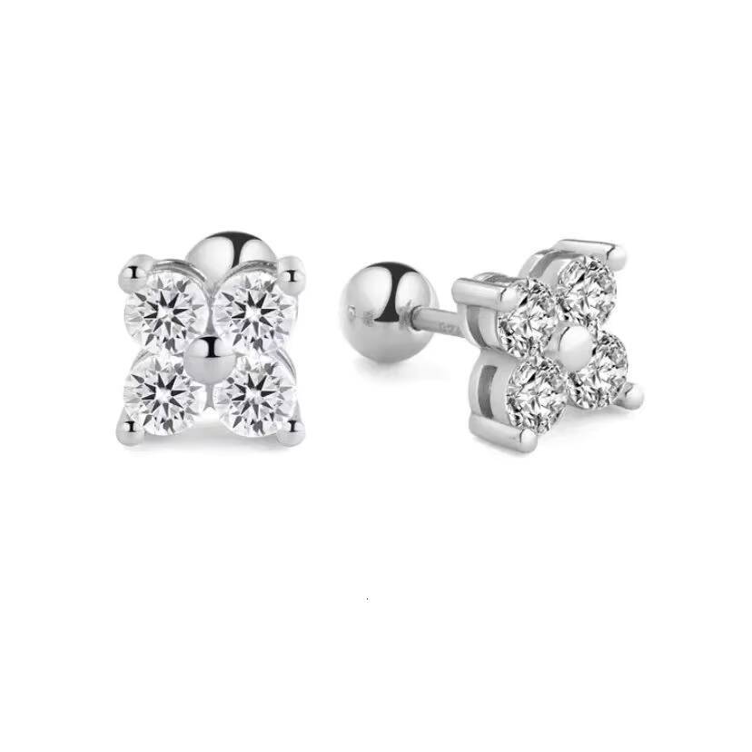 S925 Sterling Silver Clover Diamond Earrings Set with VVS Moissanite Fashionable and Luxurious Womens Stud Earrings