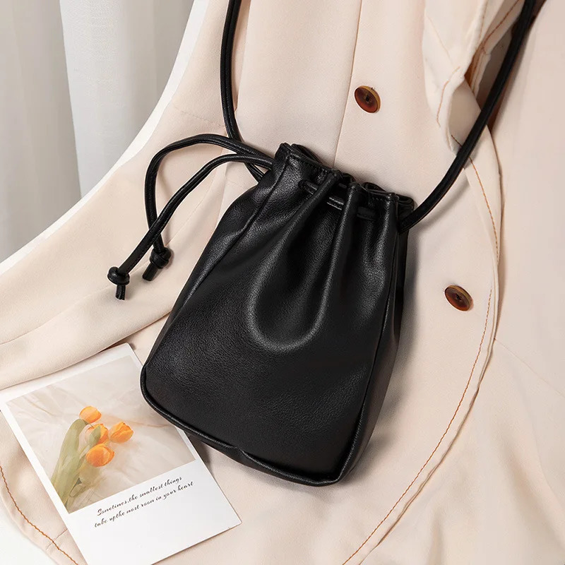 Casual Drawstring Bag Style Women Crossbody Bag Candy Color Lady Mini Bucket Bag for Mobile Phone Female Shoulder Purse Wallet 251027