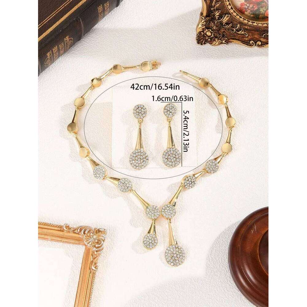 Necklace Earrings Exquisite Set Golden Quiet Elegant Bridal Banquet Jewelry Gifts For Women
