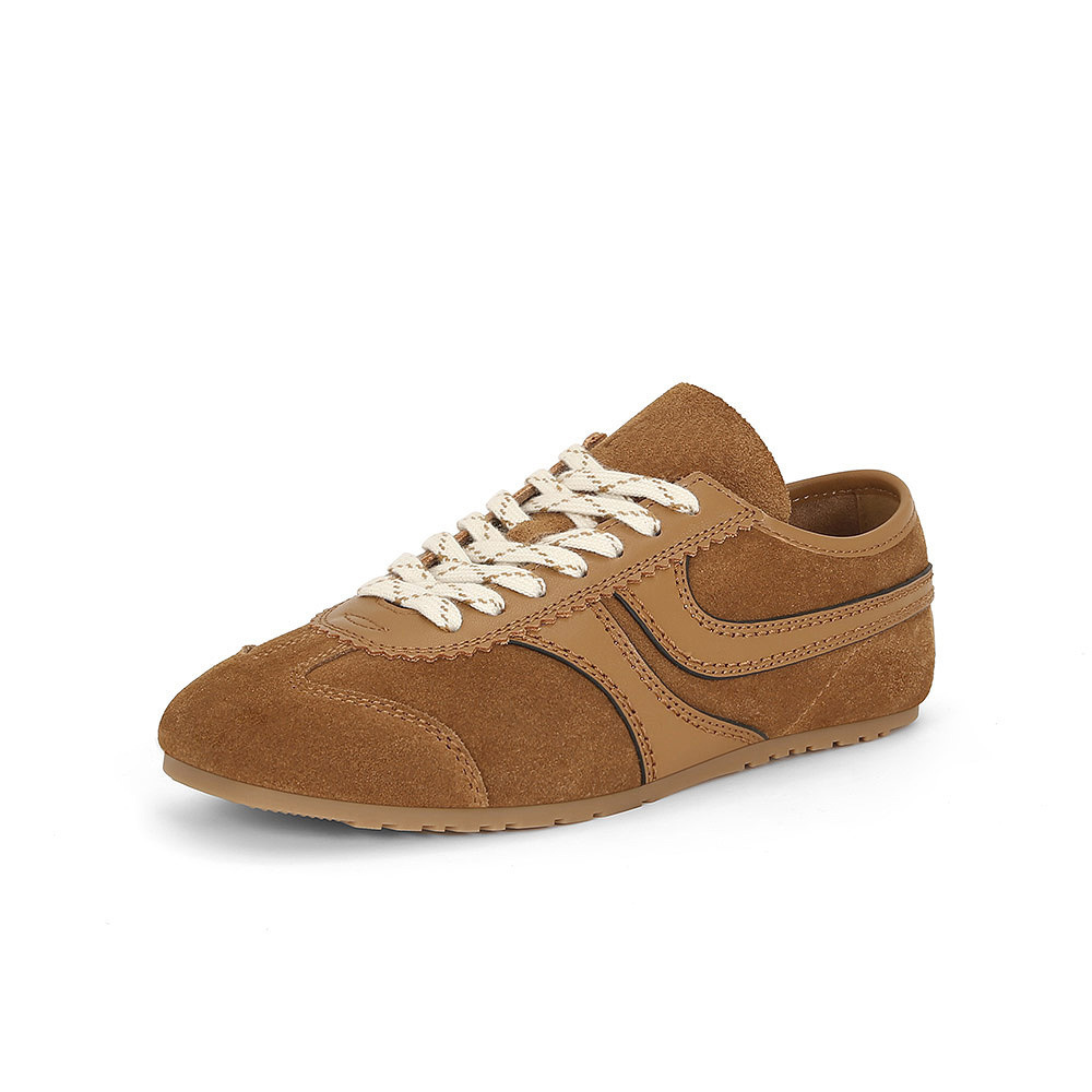 Soft leather soft-soled retro German training shoes women's leather lace-up flat casual board shoes autumn and winter new Forrest Gump shoes