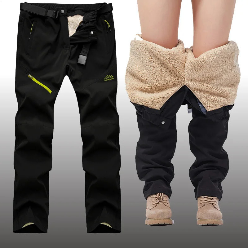 Winter Thick Warm Outdoor Pants Men Tactical Waterproof Long Trousers Trekking Camping Removable Fur Lined Velvet Inside 251027