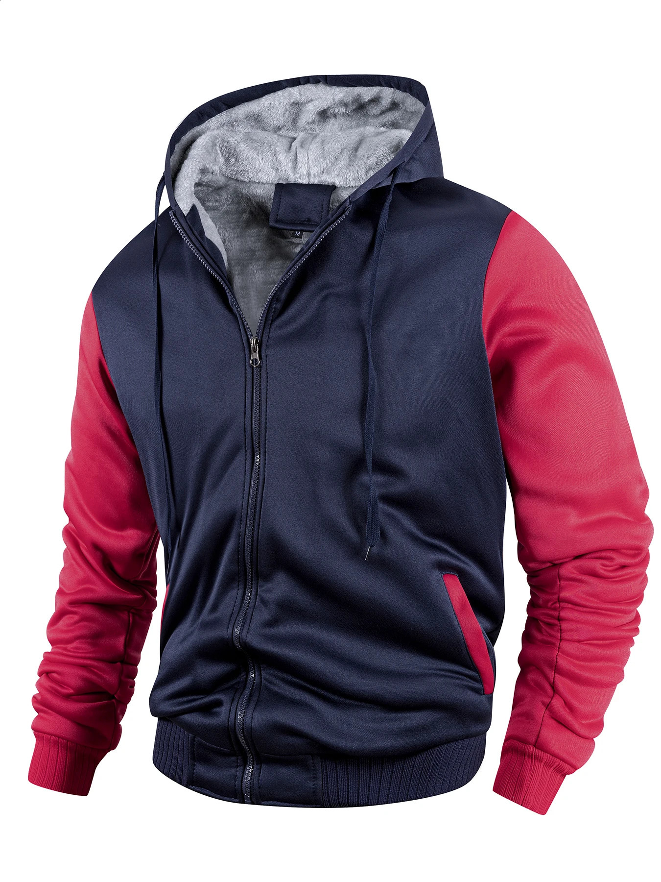 Men ColorSplicing Jacket Winter Warm Fleece Hoodies Outdoor Sports Windproof Baseball Uniform Male Fashion Zipper Thicken Coats 251020