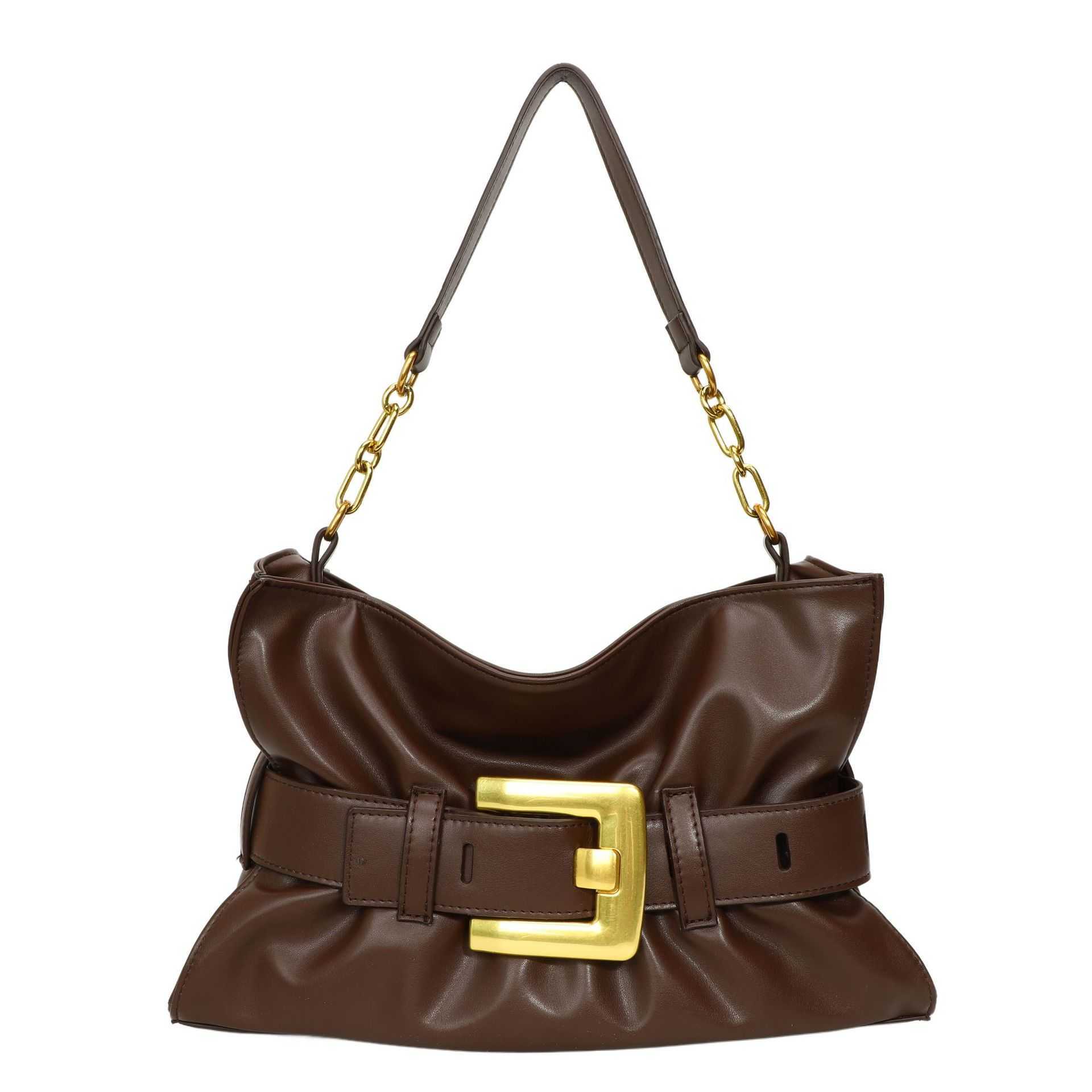 Internet Celebrity Same Style Niche Design Belt Buckle Handheld Underarm Bag Wrinkled Cloud Commuting Casual Fashion Versatile Women's Bag