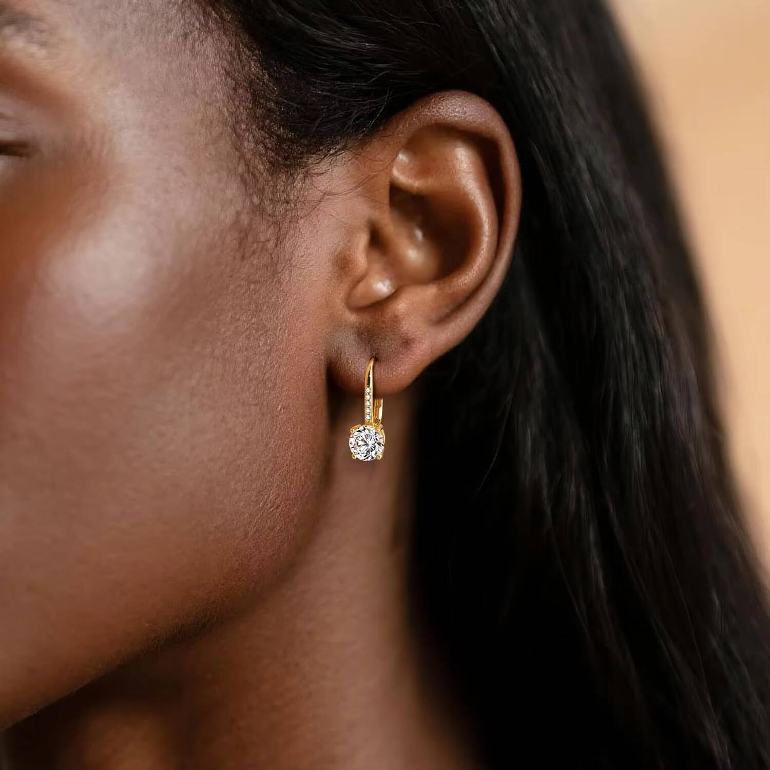 Moissanite Earrings White Gold Plated Soild Sterling Silver Dangle Earrings D Color Brilliant Round Cut VVS1 Moissanite