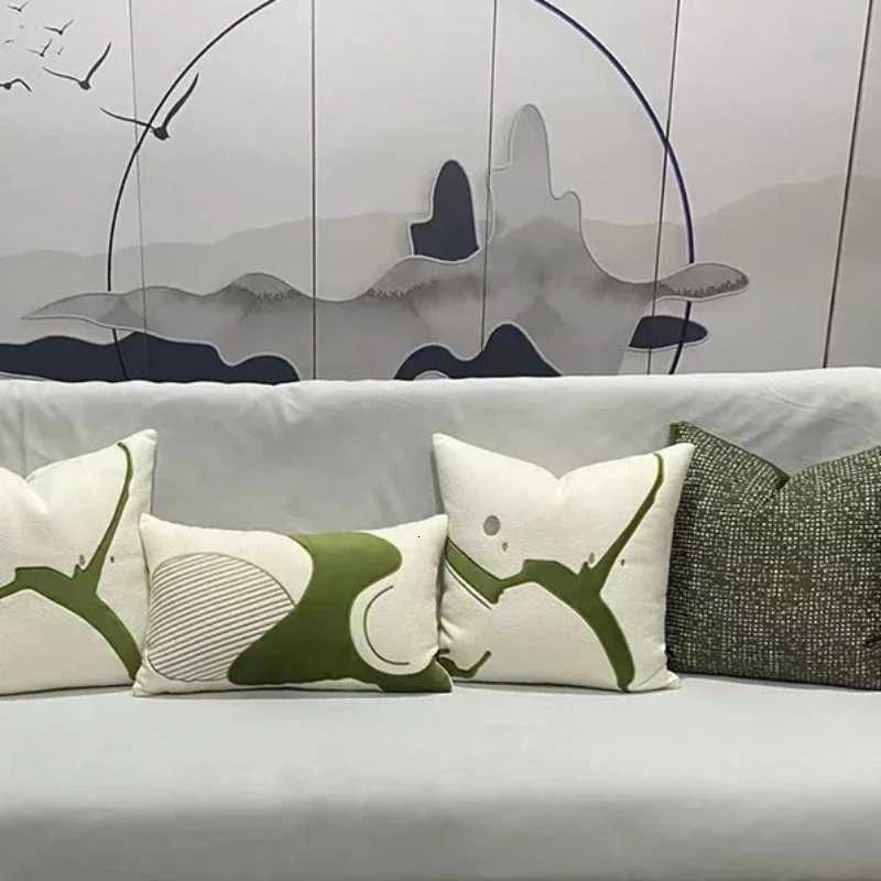 Pillow Case Nordic Light Luxury Green Cushion Cover Patchwork Embroidered case Modern Living Room Covers Decorative Design C251028