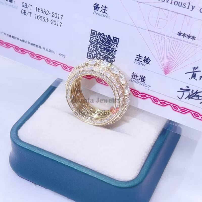 925 Silver 10k 14k 18k Vvs Moissanite Diamond Men Ring Band Gold Eternity Ring