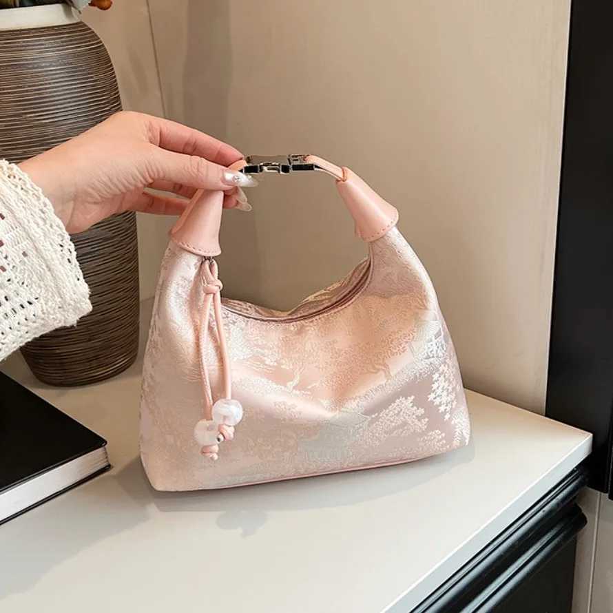 4 Colors Embroidered Chinese Style Handbag Zipper Canvas Pea Purses Adjustable Luxury Cheongsam Bag WorkW251028