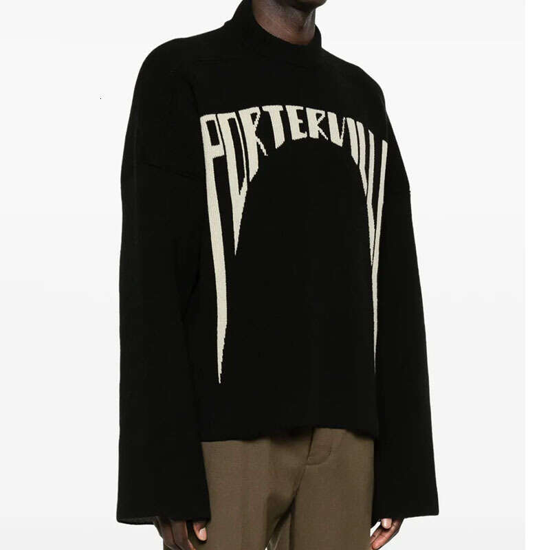 Dark Gothic Style Letter Pattern Sweater Hip-Hop Personality Long Sleeve Crew Neck Knitwear Winter