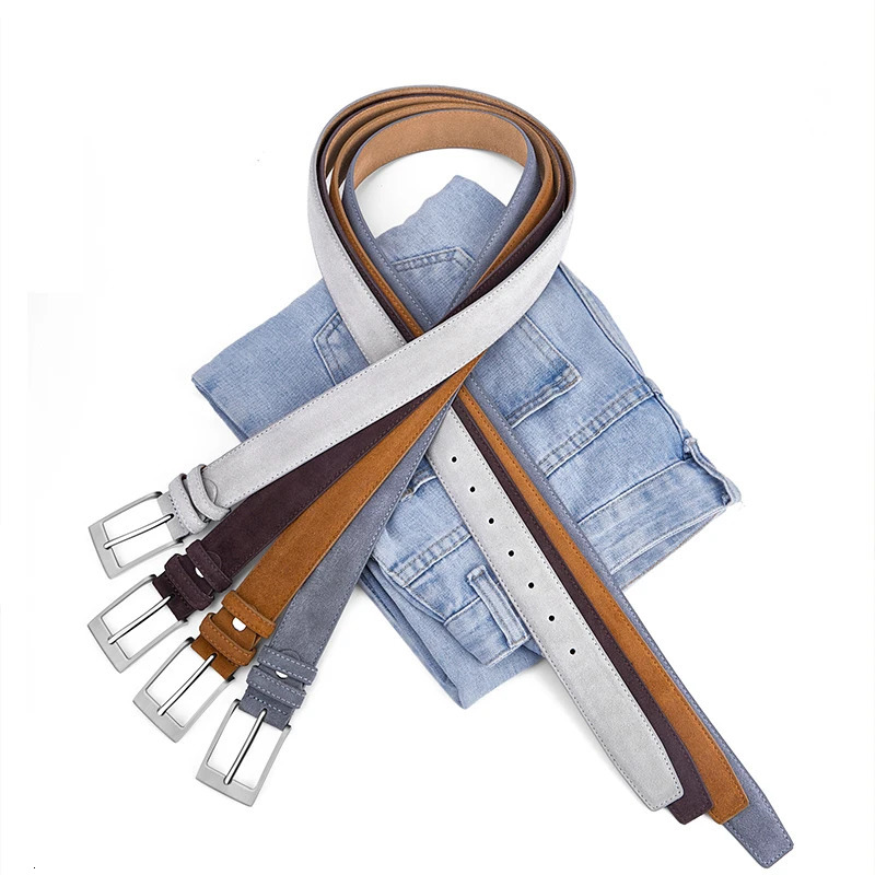 Suede Belt Unisex Jeans Belt High quality velvet leather soft pin buckle belt er Fashion Matching Womens Belt 251024