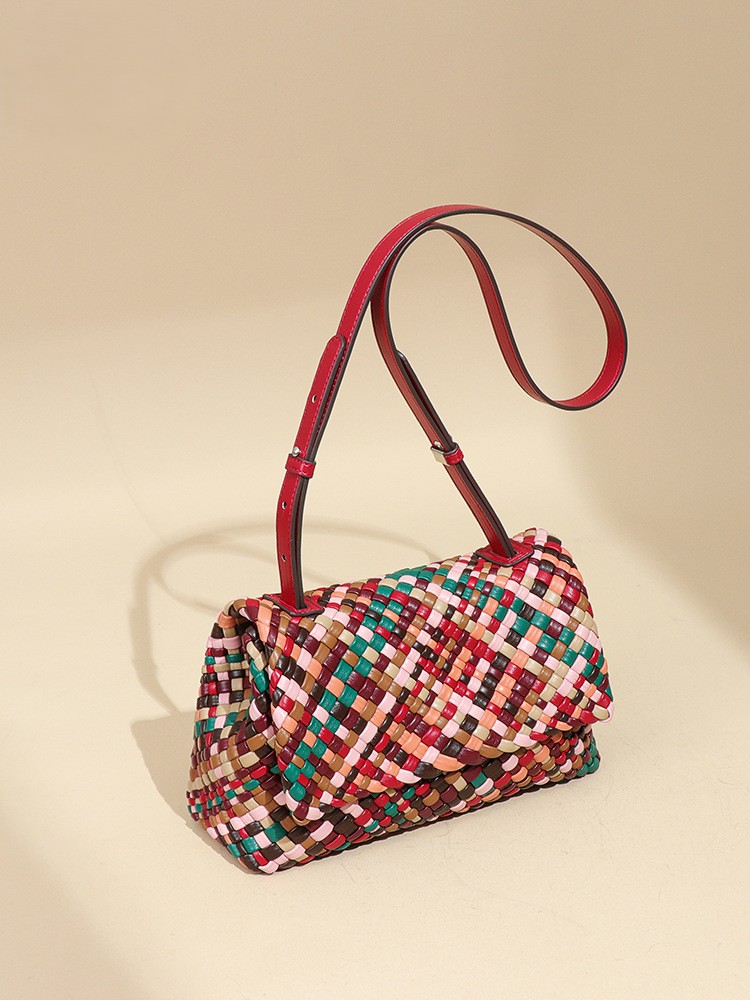 Luxury designer crossbody hand-woven armpit shoulder women's high-end leather handbag