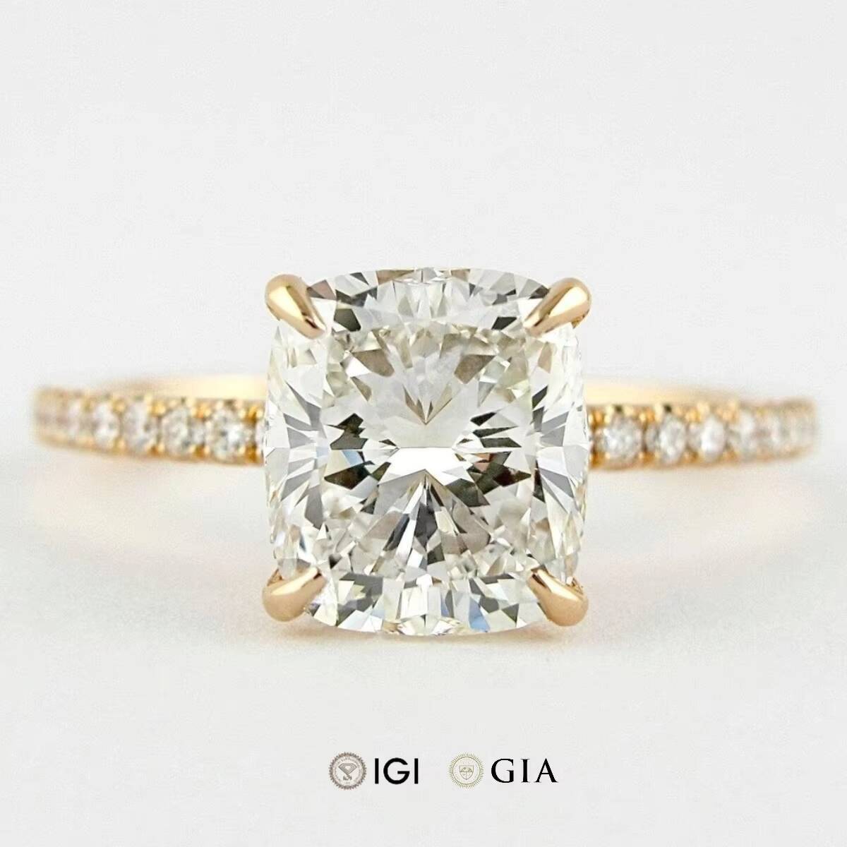 Gia Igi Certified Labgrown Diamond Wedding Rings Cushion Cut 18k 14k Pure Gold Engagement Synthetic Diamond Ring