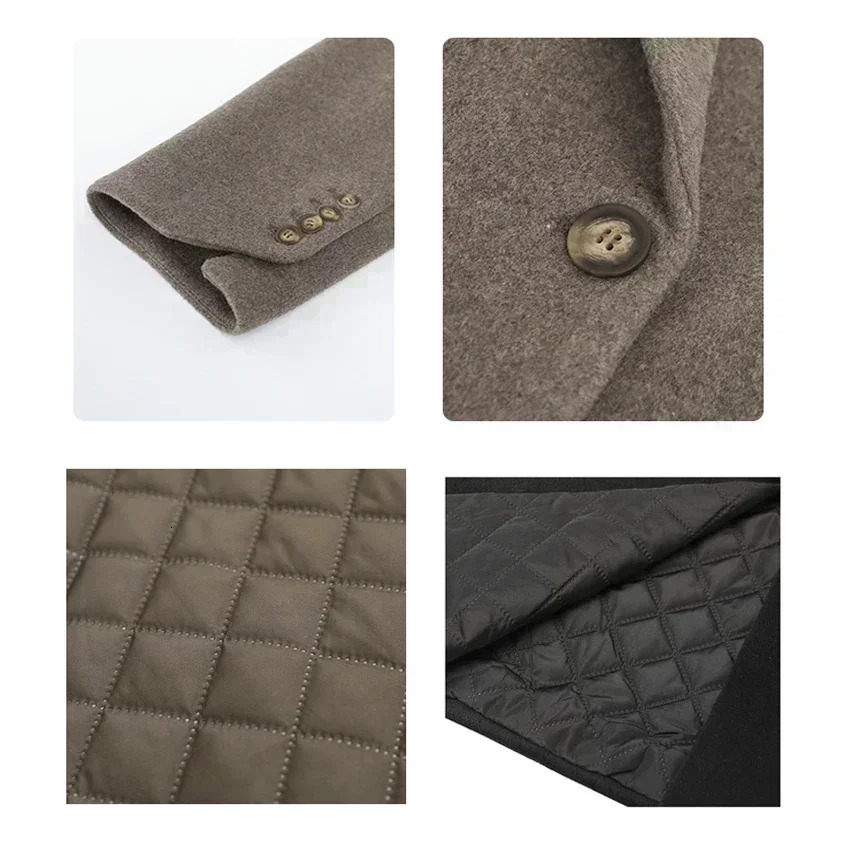 CHIC VEN Autumn Winter Korean Women Woolen Blazer Cotton Lining Thick Warm Jacket Solid Color Coat Female Woman Office Lady Tops 251023