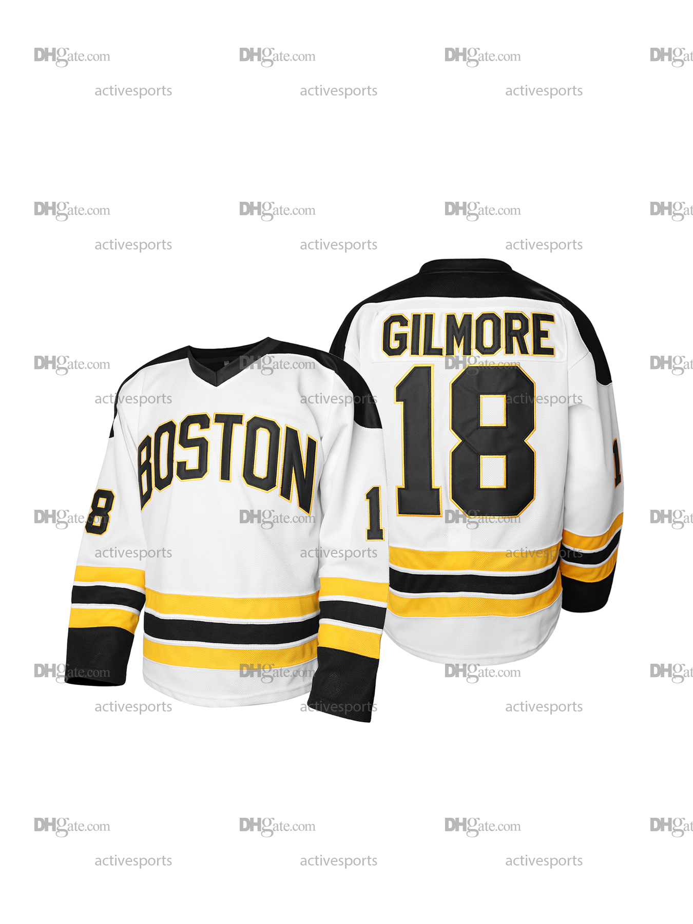 IN STOCK Mens 18 Happy Gilmore Black Adam Sandler 1996 Movie Hockey Jersey Double Stitched Name and Number