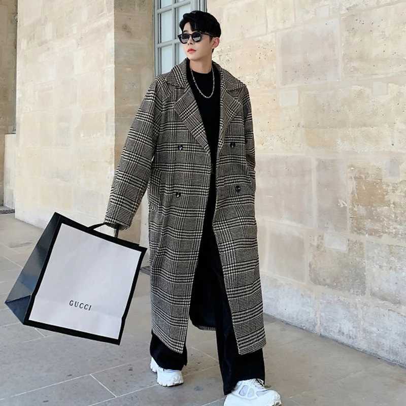 LUZHEN Checked Printed Loose Belt Decorate Kneelength Windbreaker Coat Mens Autumn 2025 Elegant Handsome Trench Clothes JY4493 X251028