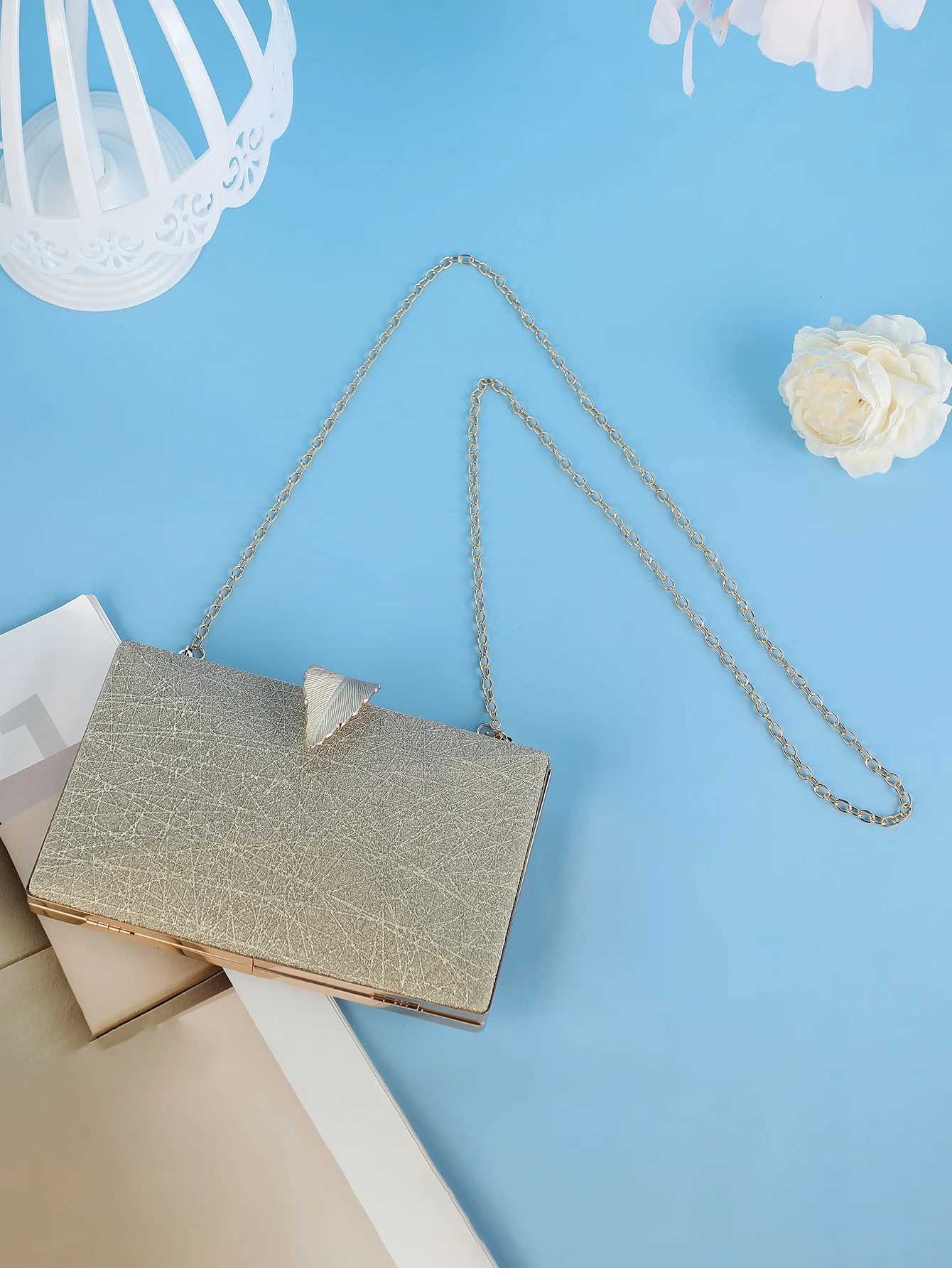 Ladies Evening Dress Handheld Bag with Metal Leaf Hasp And Chain Shoulder Clutch Popular Ladies Evening Bag H251027