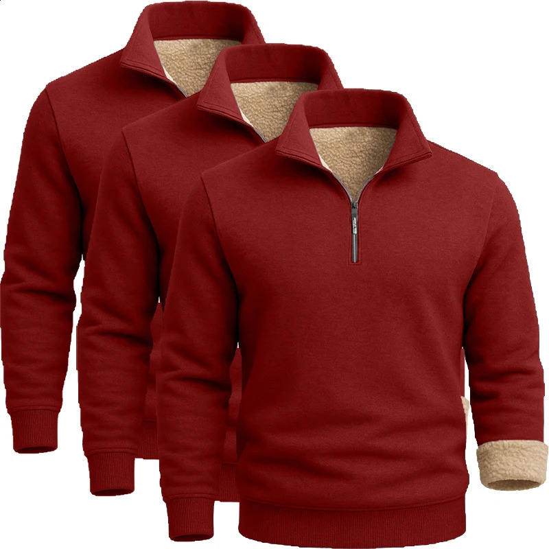 3 Pack Mens Long Sleeve Zip Thick Pullover Winter Warm Sherpa Lined TShirt Men Autumn Outdoor Heavyweight Sweatshirts US SIZE 251027