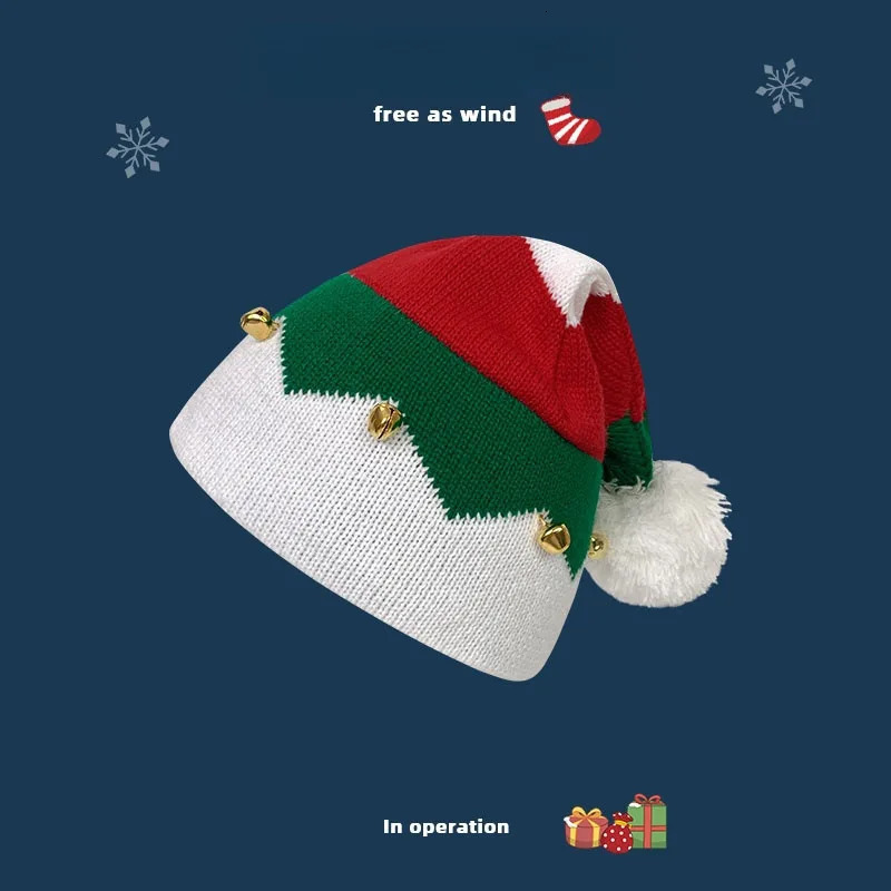Bell Shaped Woolen Ball Christmas Hat For Both Men And Women Warm Knitted Woolen Hat For Autumn And Winter Santa Claus 251024