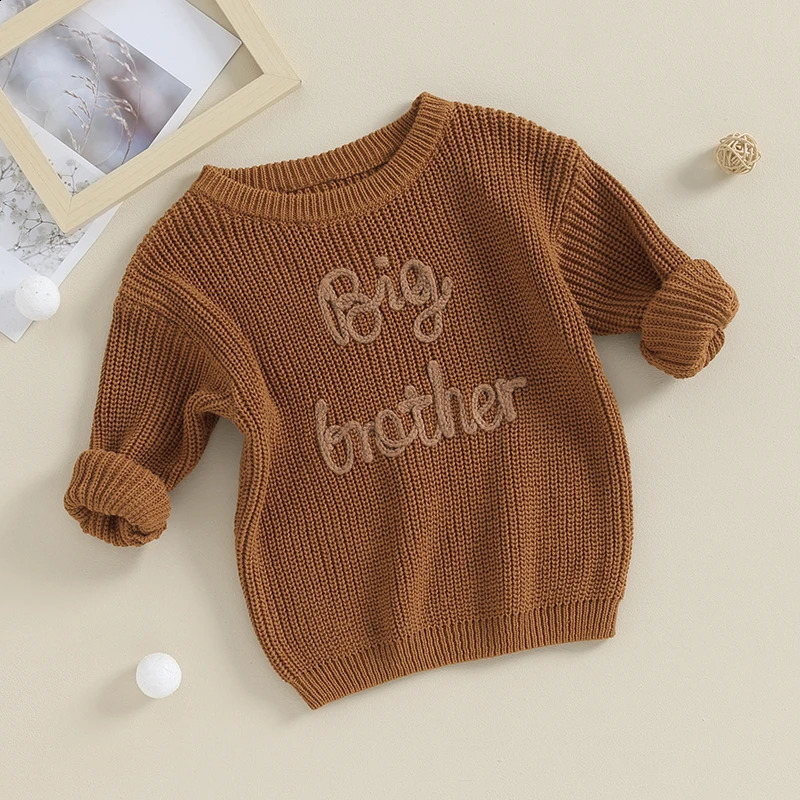 0918 Lioraitiin 12M5Y Winter born Kids Boys Sweaters Cotton Long Sleeve Letter Embroidery Pullover Loose Knitwear Tops 251027