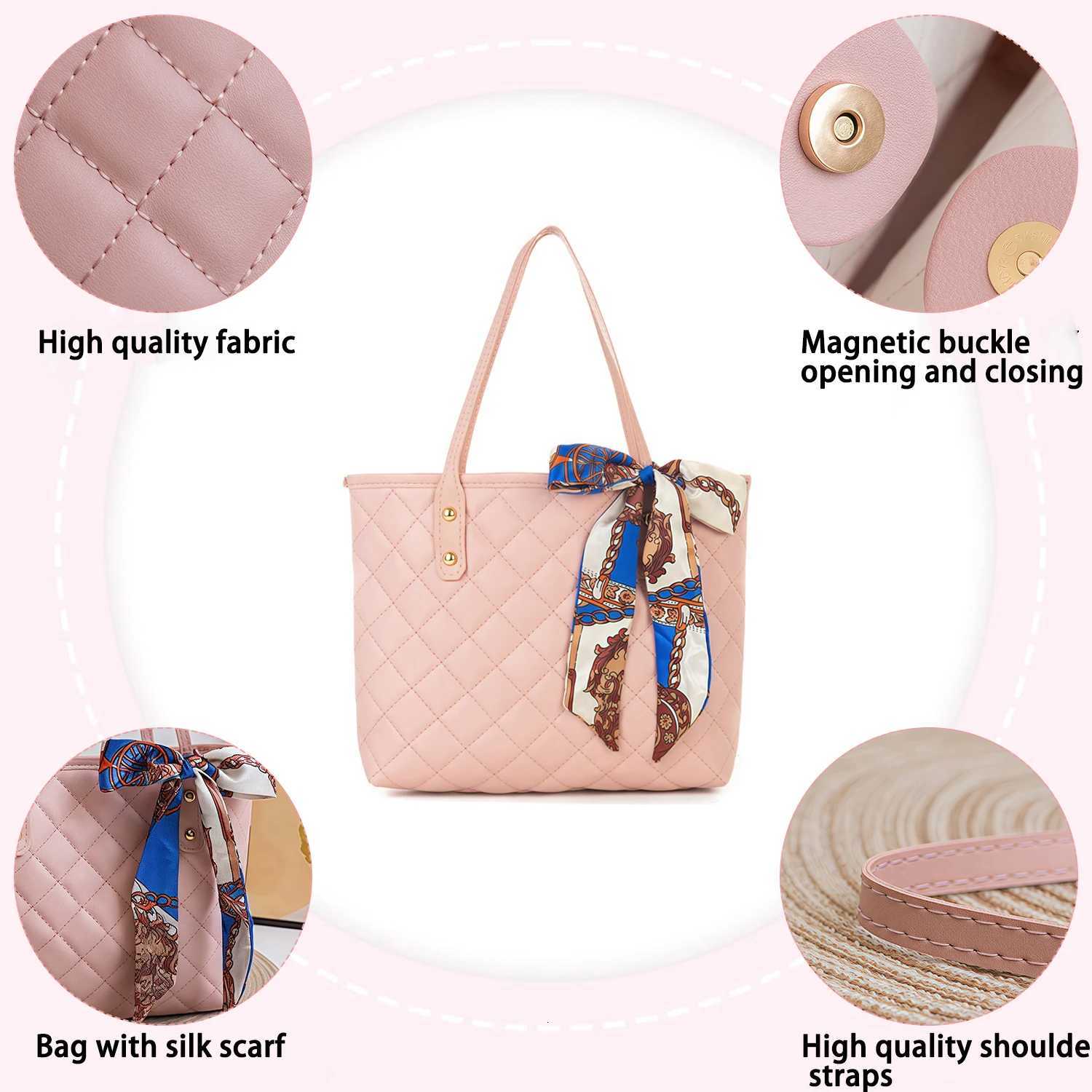 Large capacity silk scarf shopping bag womens large capacity handbag suitable for work travel and shoppingzwqW251028