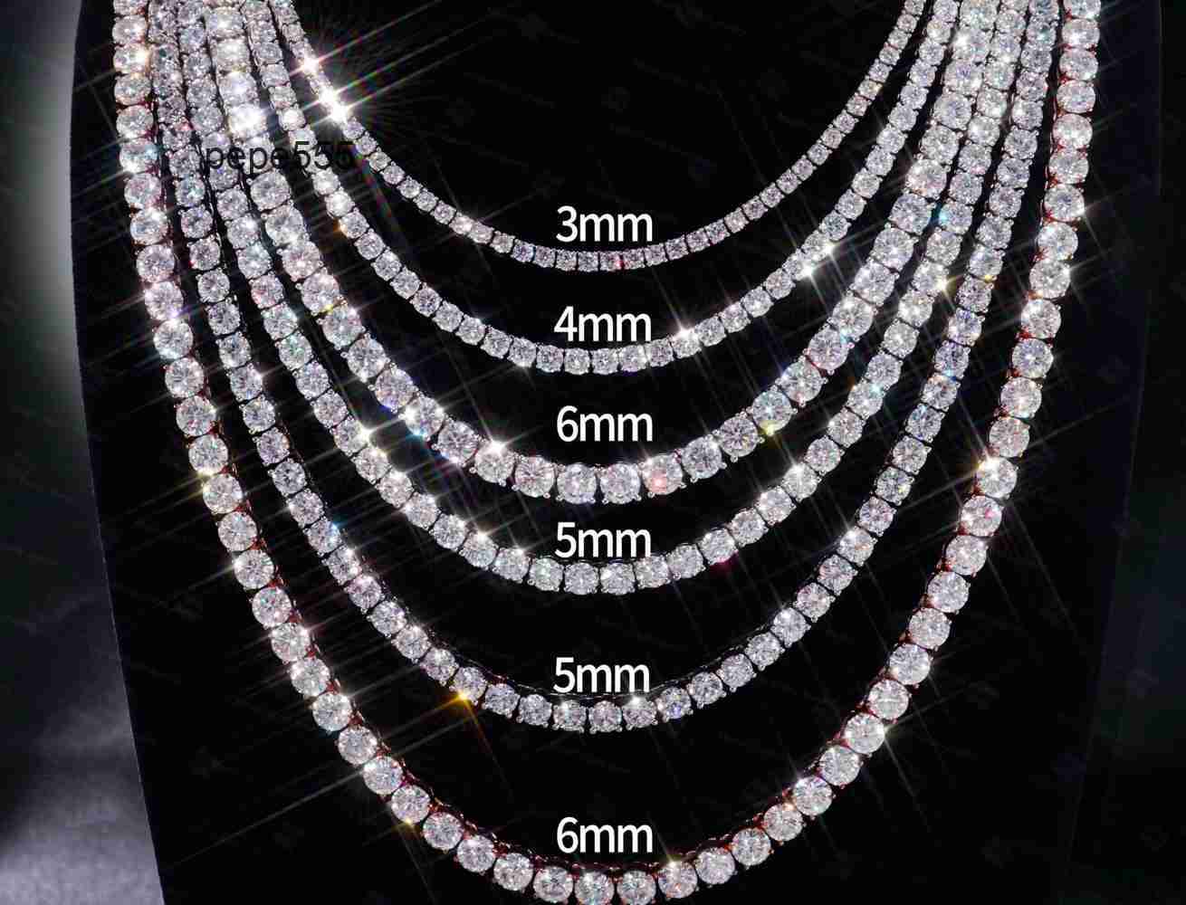 Cheapest 3mm 4mm 5mm 6mm Iced Out Chain Tennis Men White Gold S925 Moissanite Tennis Chain