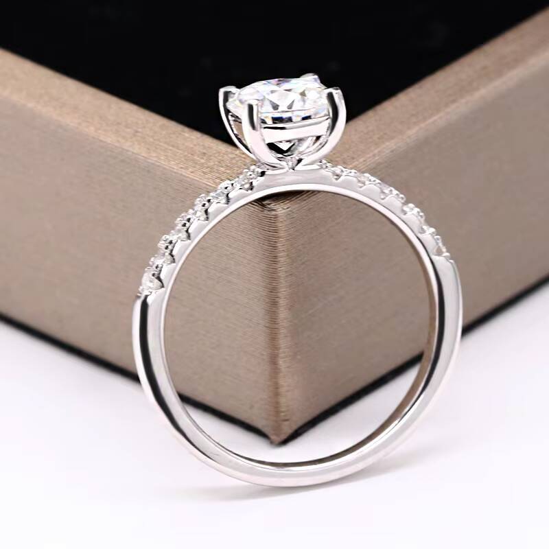 High End D VVS Lab Diamond White Gold 14K 18K Gold Jewelry Lab Grown Diamond Ring 1CT Solitaire Ring for Wedding Engagement