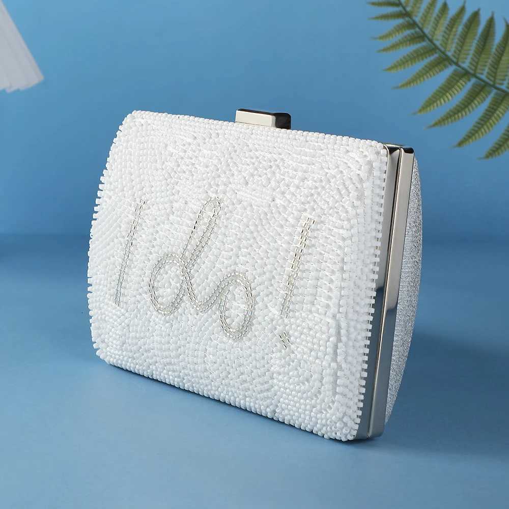 Trendy Designer I Do Letter Bridal Clutch Evening Bag Pearl Beaded Wedding Party Handbag with Chain Shoulder Strap for Women H2510271