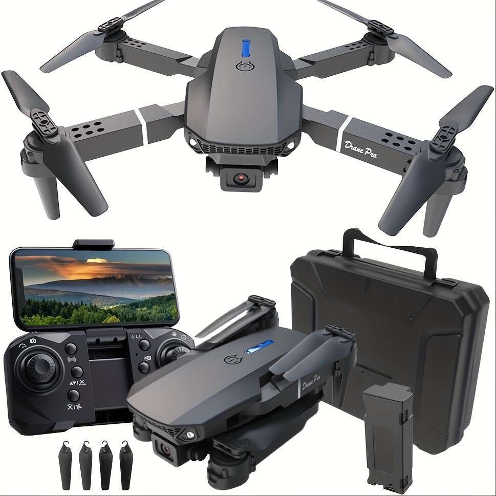 Beginner-Friendly Drone, Camera-Equipped Remote-Controlled Drones Batteries Included: E88, E99, S2, Non-Camera Version, A Foldable Design. E88 And E99