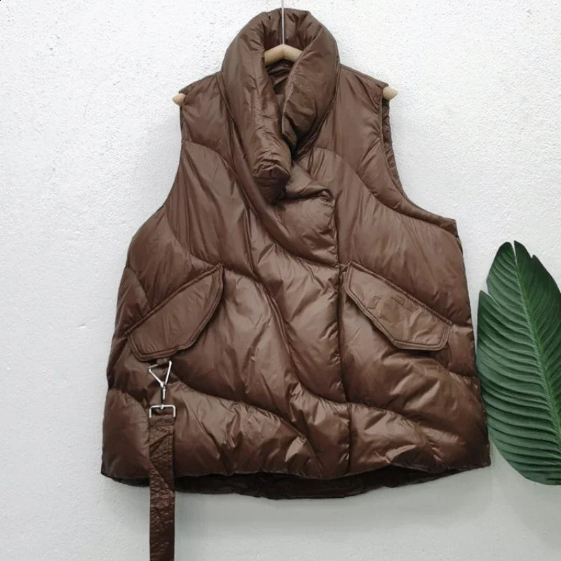 Winter Down Cotton Vest Women Loose Solid Sleeveless Jacket Coat Female Black White Warm Vests Autumn Lightweight Waistcoat 251027