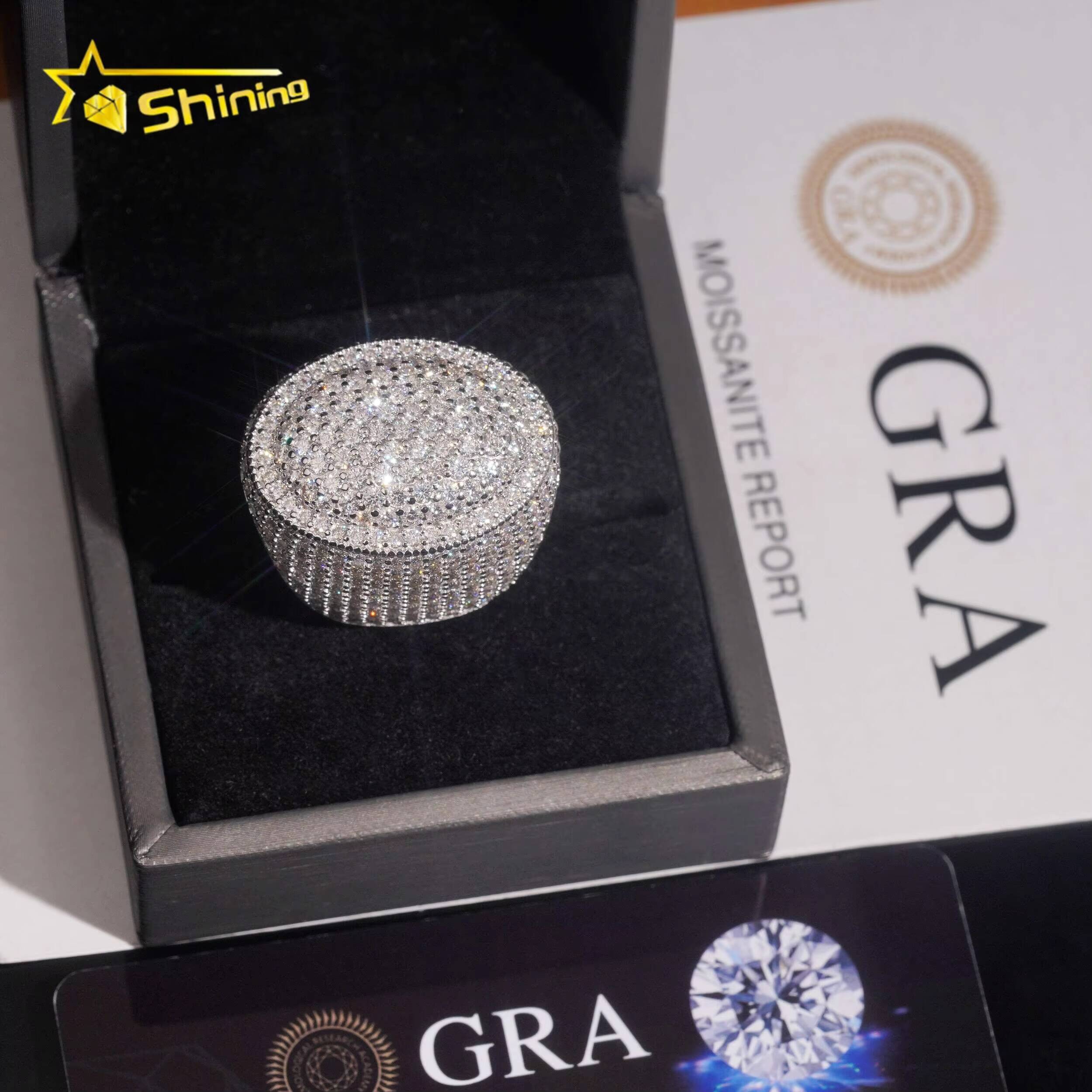 Fine Jewelry Iced Out Ready to Ship 925 Sterling Silver Moissanite Diamond Hip Hop Rings for Men