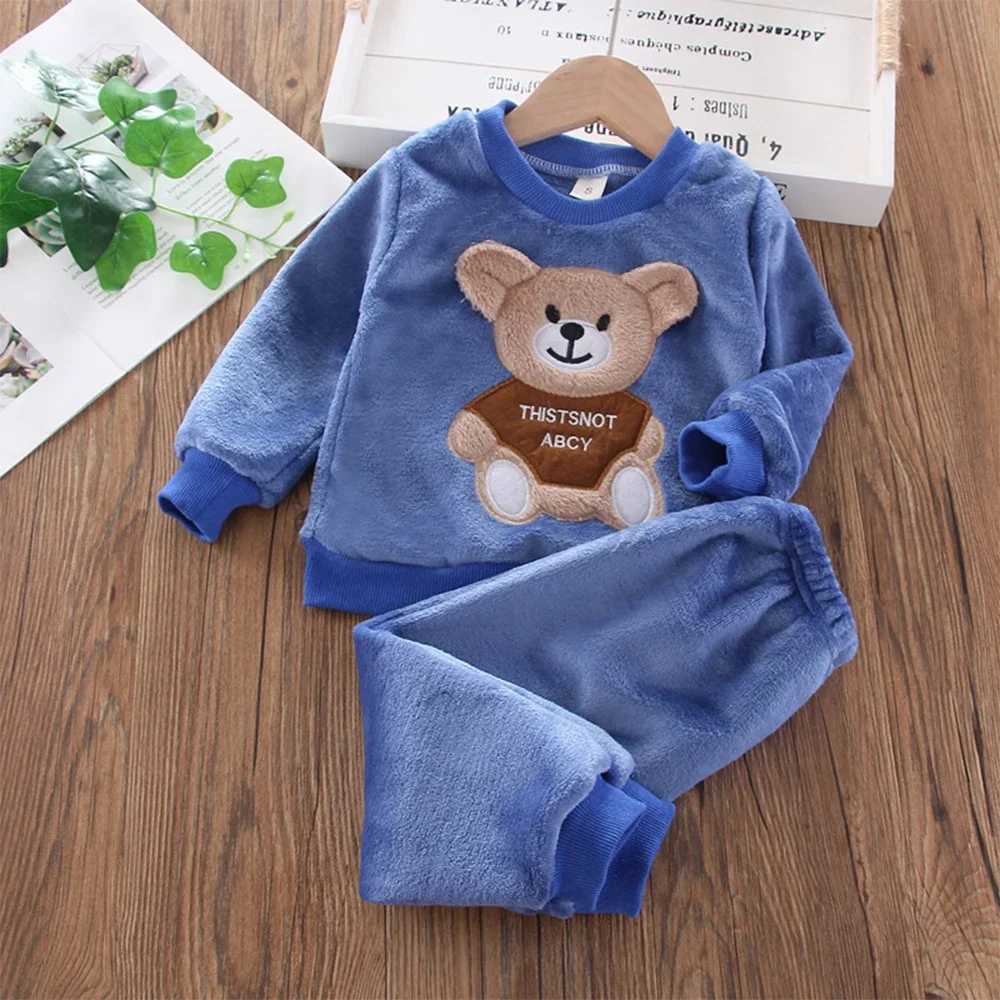 Bear Leader Coral Fleece Pajama Sets Baby Boys Girls Winter Plus Velvet Thick Flannel Homewear Children Warm Sleepwear Suit 2Pcs L251027