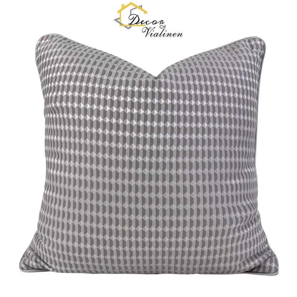 Pillow Case Modern medieval style geometric pattern case light luxury home living room sofa headboard cushion blue gray C251028