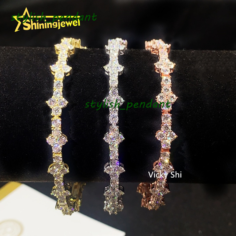 Hot Selling 925 Silver 3mm VVS Moissanite Cross Tennis Bracelet Fine Jewelry Iced Out Men Women Moissanite Bracelet