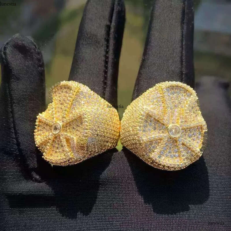 Hip Hop Rapper Men Iced Out Initial Letter Sier Moissanite Personalized Name Pinky Ring