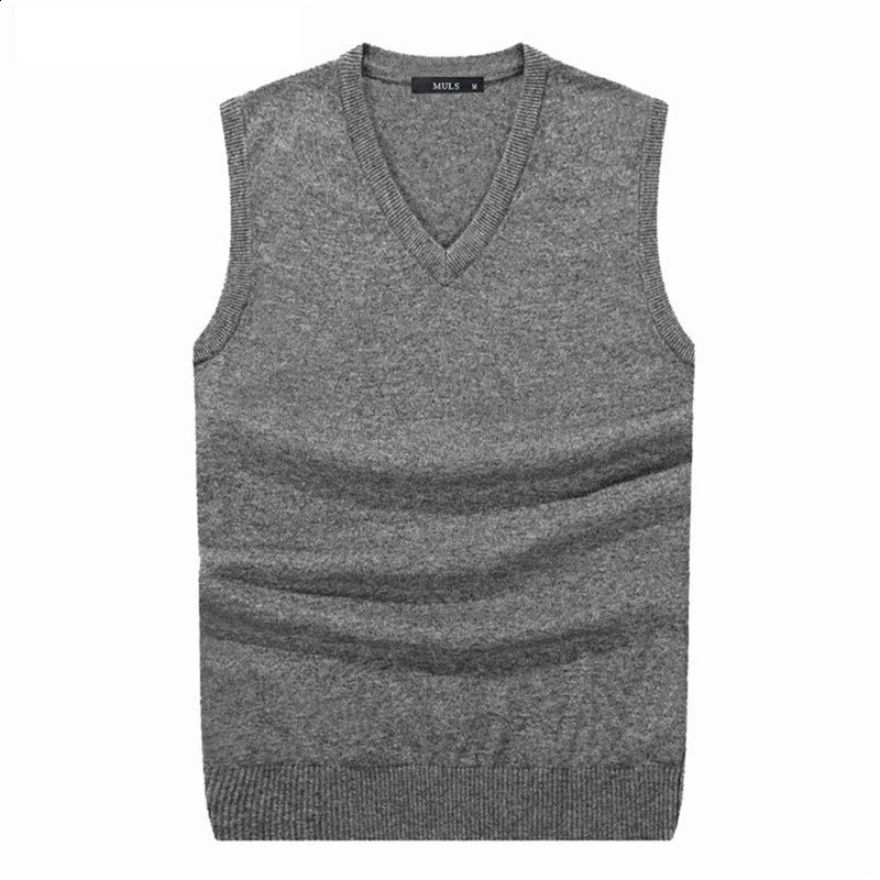 S6XL Men Sleeveless Sweater Vest Male Autumn Spring Cotton Knitted Solid Man Business V Neck Top Slim Sweaters Boy 251016