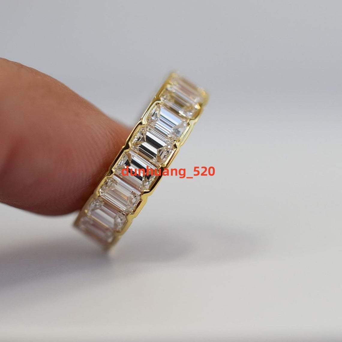 Classic 10k Gold Moissanite Jewellery 8ct Emerald Wedding Moissanite Eternity Ring