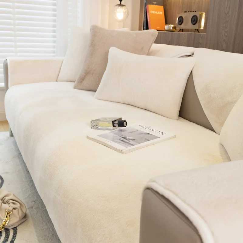 Modern Solid Color Winter Thicken Rabbit Fluff Sofa Towel Plush Soft Smooth Sofa Covers for Living Room Antislip Couch Cover C251028