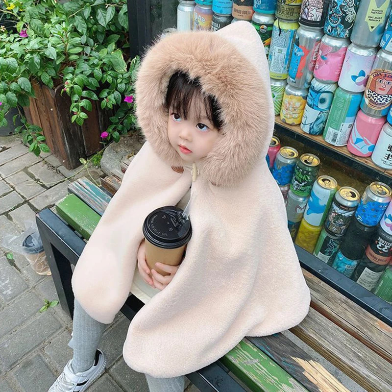 27 Years Old Baby Girl Cloak Faux Fur Winter Infant Toddler Child Princess Hooded Cape Fur Collar Baby Outwear Top Warm Clothes 251023