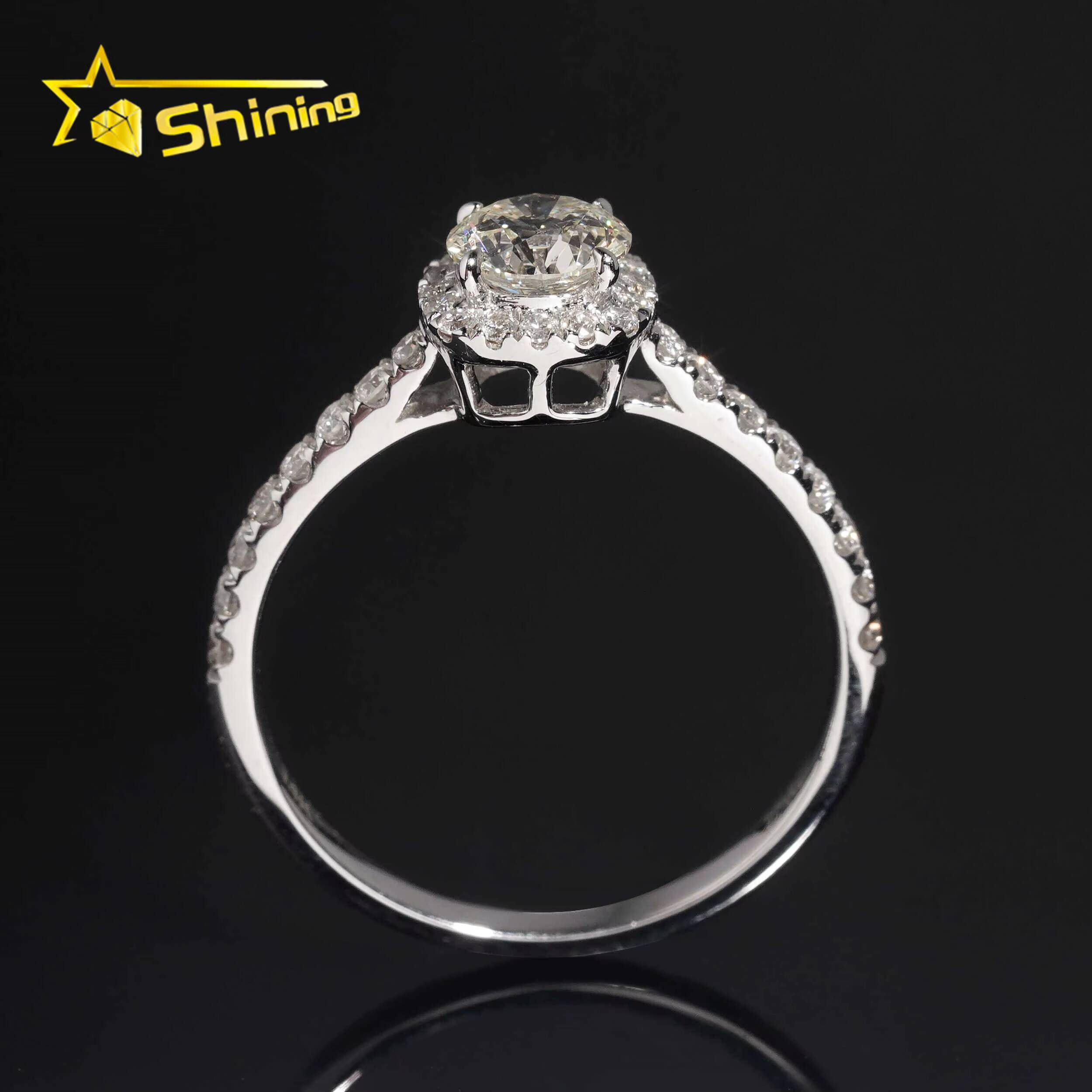 Lab Grown Diamonds Engagement Rings 925 Sterling Silver Gold Plated Cluster Round Cut 5mm Lad Diamond Wedding Ring