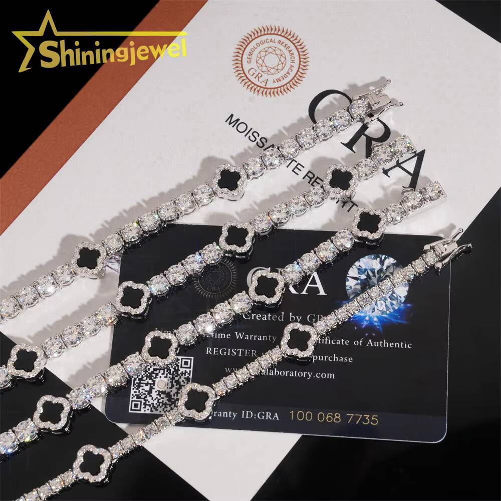 Fashion 3mm 5mm Iced Out Tennis Chain 925 Silver Moissanite Diamond Tennis Necklace Pass Diamond Test Moissanite Bracelet
