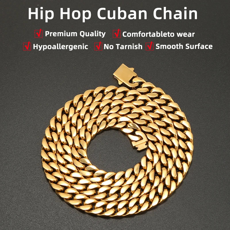 316L Stainless Steel Chain Necklace Bracelet Hip Hop Cuban Chains Do Not Fade Fashion Jewelry for Men Women Accessories Gift 251013