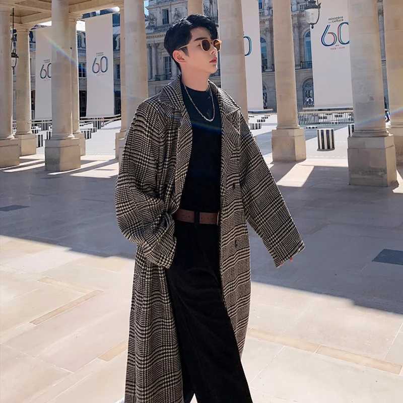 LUZHEN Checked Printed Loose Belt Decorate Kneelength Windbreaker Coat Mens Autumn 2025 Elegant Handsome Trench Clothes JY4493 X251028