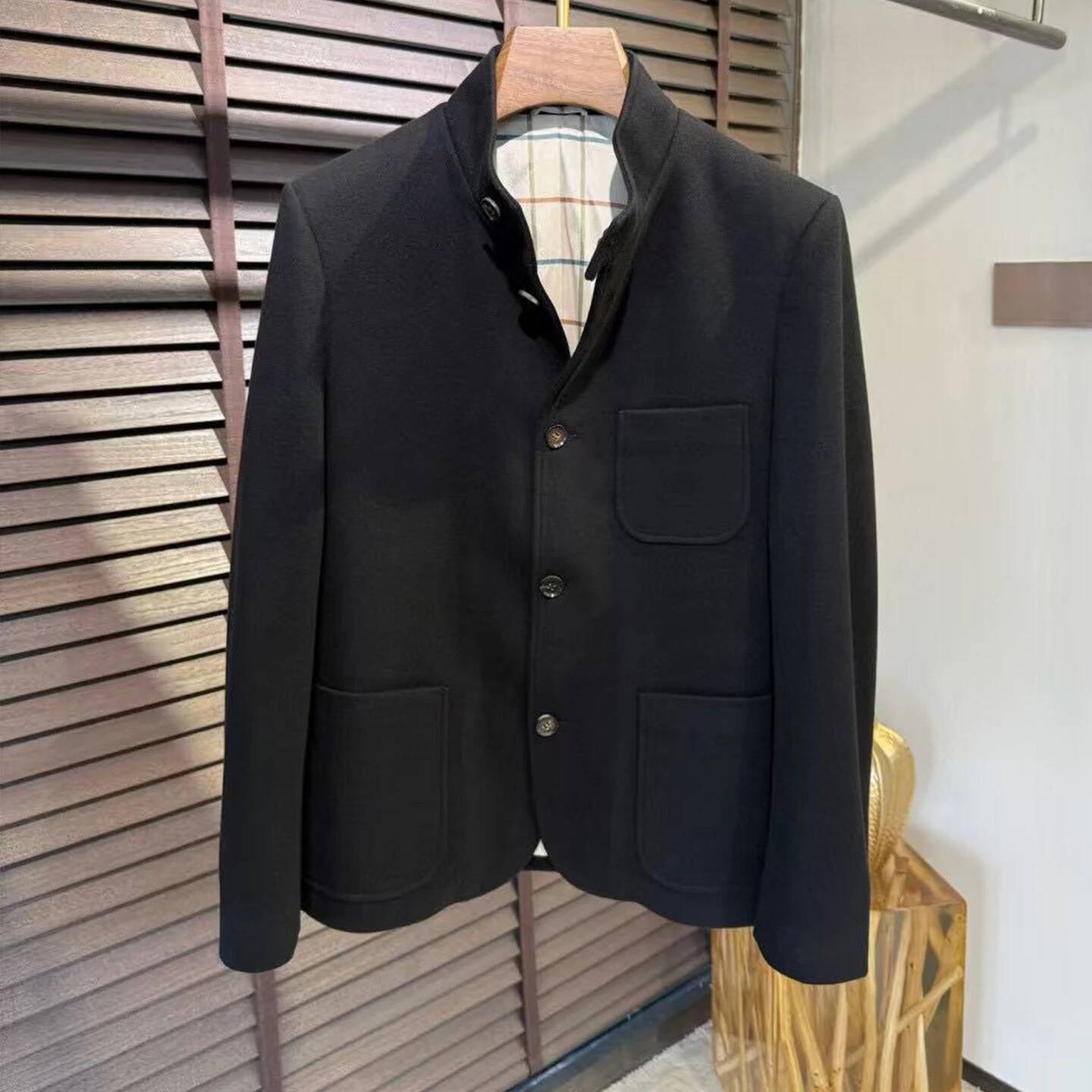 LP 25Aw Casual Wool Blend Zhongshan Collar Men's Jacket