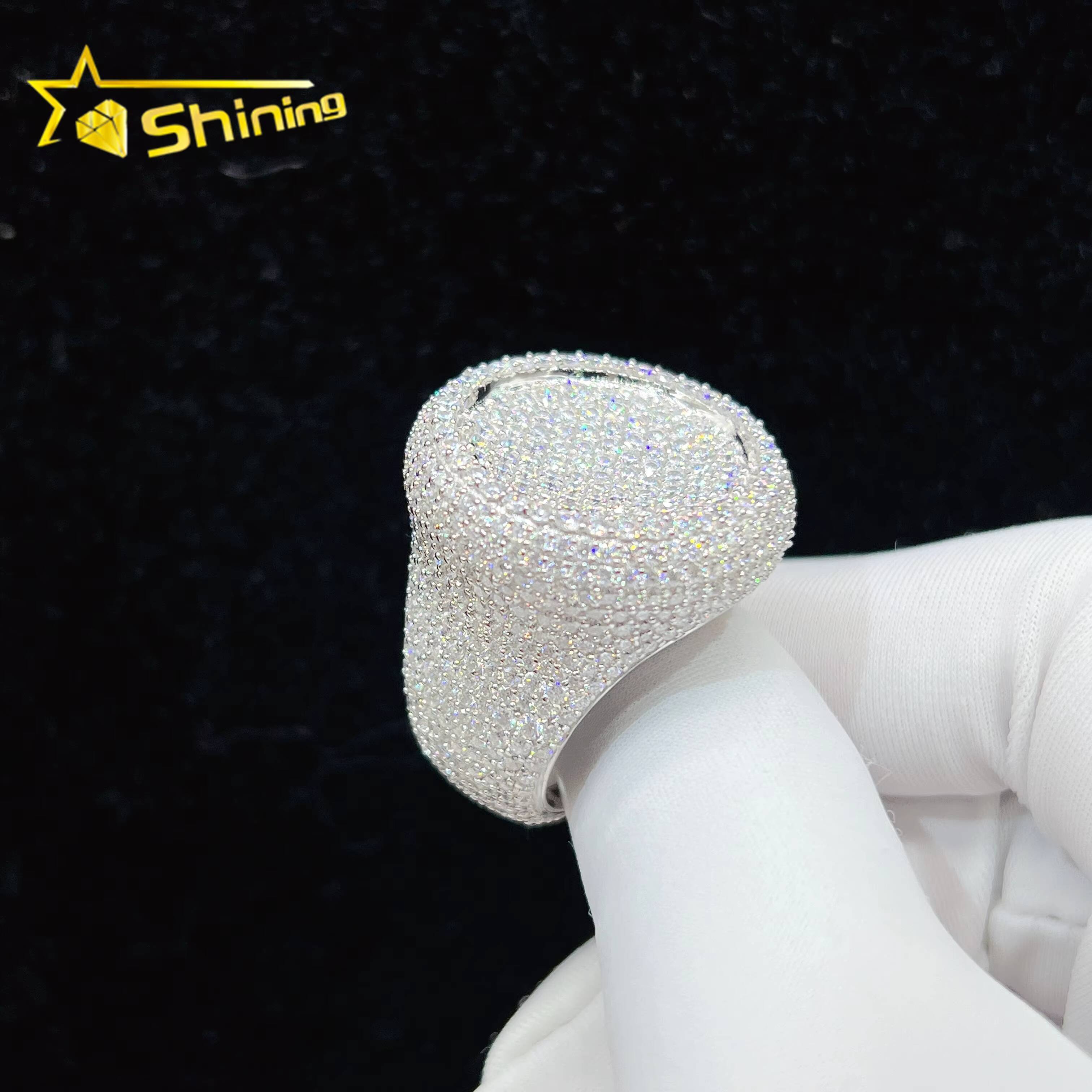 Ready to Ship Vvs Moissanite Diamond 925 Sterling Silver Hip Hop Luxury Iced Out Ring