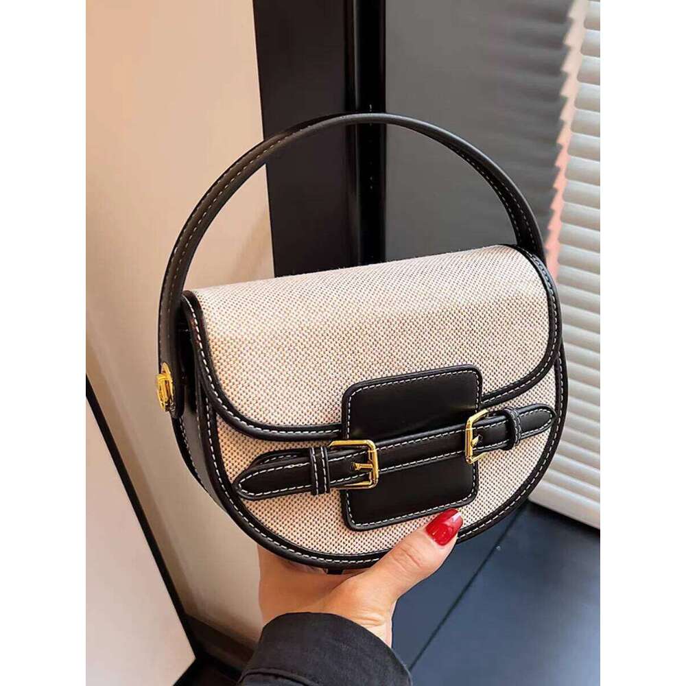 New Design Women Canvas Small Shoulder Bag Fashion Purses Retro PU Leather Female Saddle Laides Cross Body Bags