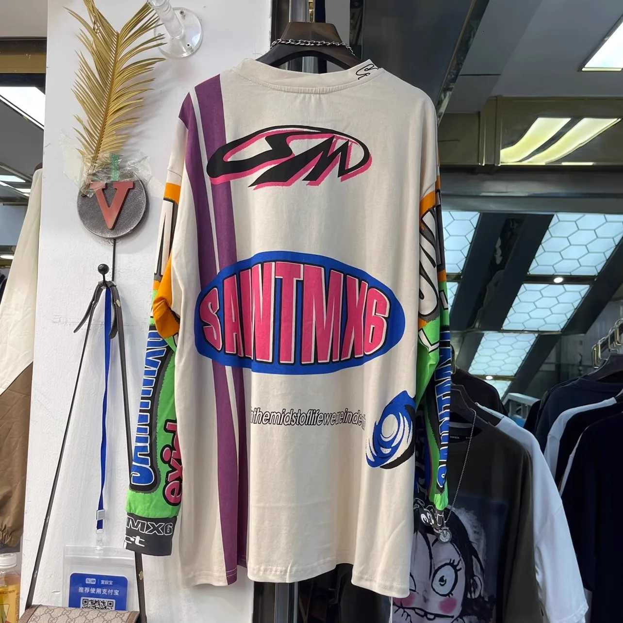 Oversized clothes Spring new style printed fashion graffiti Maillard top womens long slve Tshirt X251028