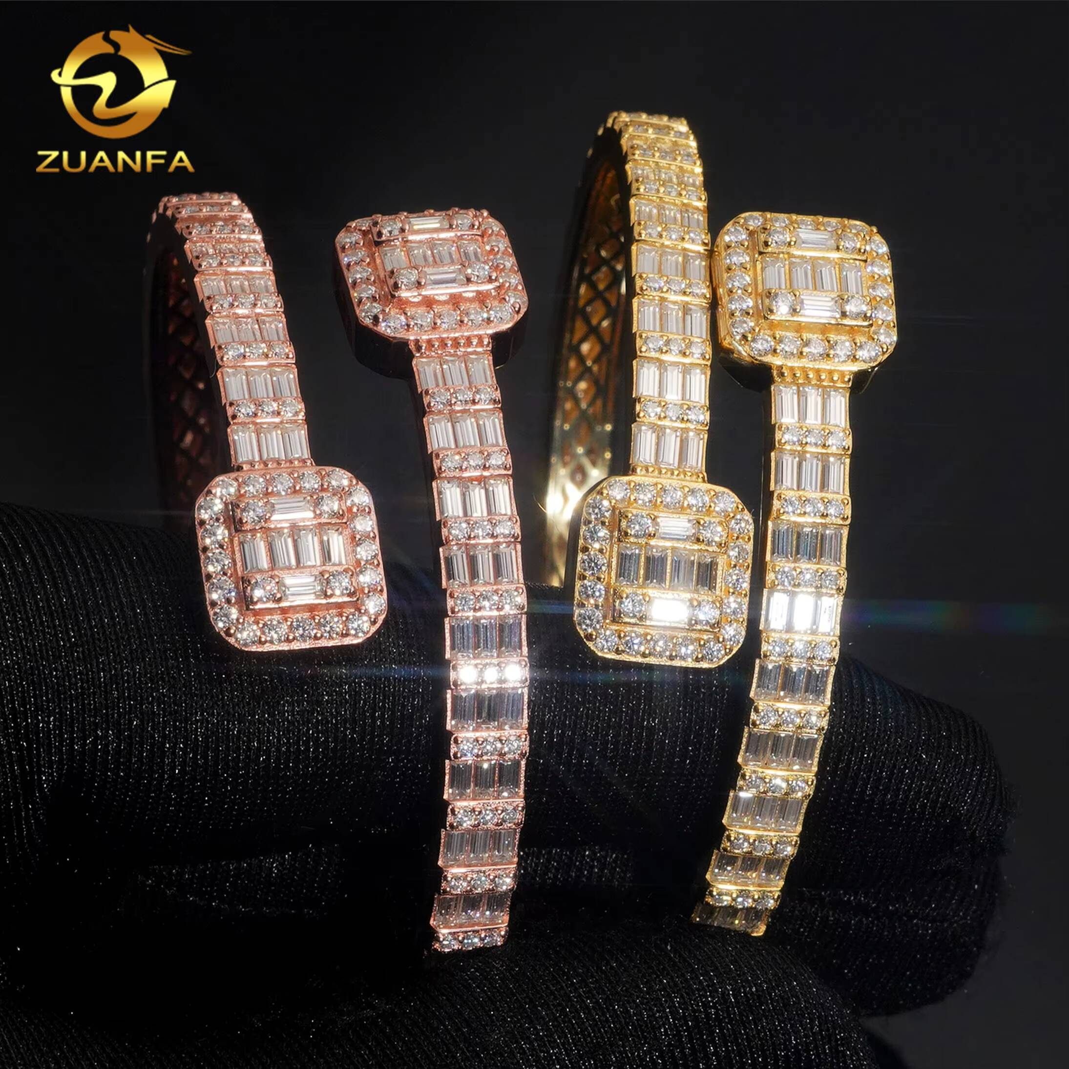VVS Moissanite Diamond Fashion Men Jewelry 925 Silver Iced Out Hip Hop Jewelry Bracelet Bangle Men