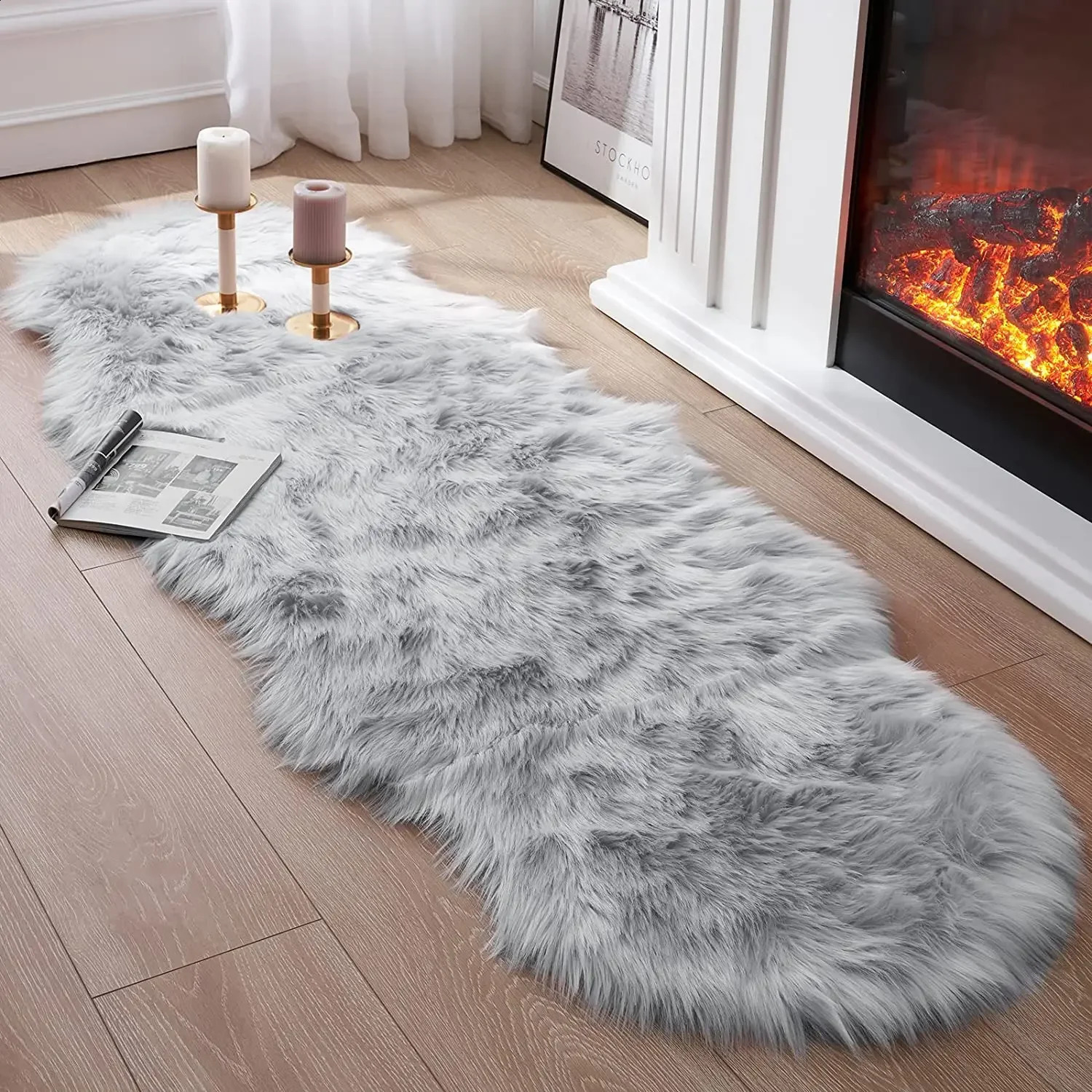 40180CM Soft Sheepskin Bedroom Wool Pad Bedside Sofa Cushion Rugs Living Room Fluffy Hairy Fur Carpet 1028 H260226