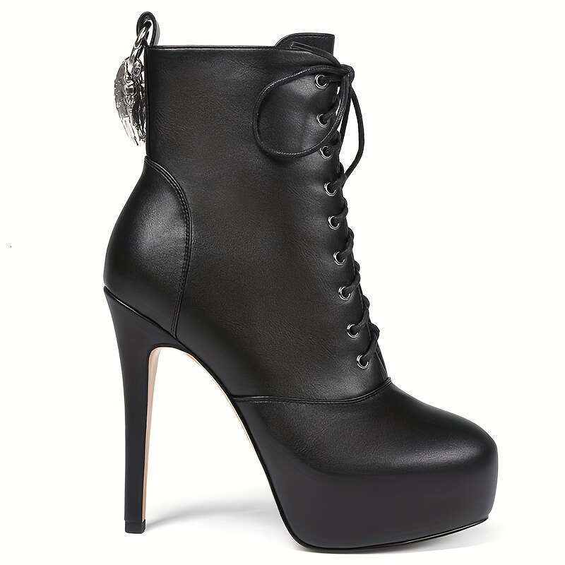 Women's Fashion Stiletto Booties, Round Toe Zipper Closure, Solid Color, Man-Made Upper/Inner/Fabric, Rubber Sole, Ultrahigh Heel, Punk Style Wit