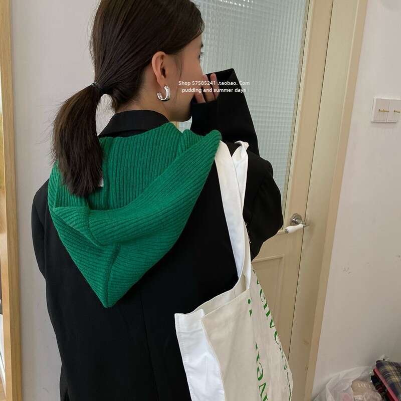 Style Blogger BI Casual Hat Scarf Neck Warmer Integrated Shawl Fake Collar Student Korean Version Autumn Winter Warm
